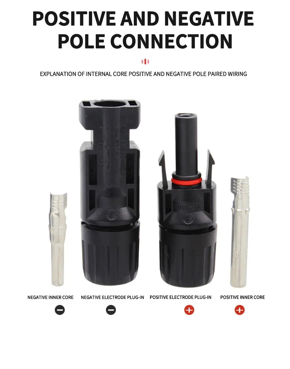 Photovoltaic Solar Connector Kit 1000V 30A 10 20 40 100 200 400 Pcs PV MC Cable 2.5mm2 4mm2 6mm2 Panel Connectors