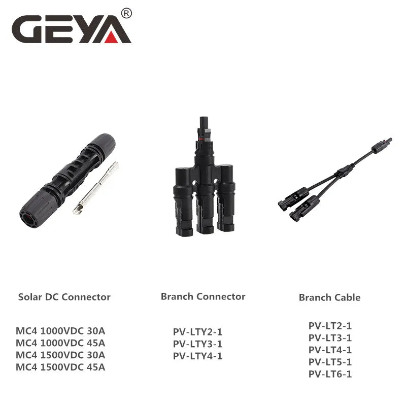 GEYA 5Pairs Solar Connector Male Female 30A 45A Solar Panel Branch Connectors for PV Cable 2.5/4/6mm2 1000VDC 15000VDC PRIME RJ SOLAR PH
