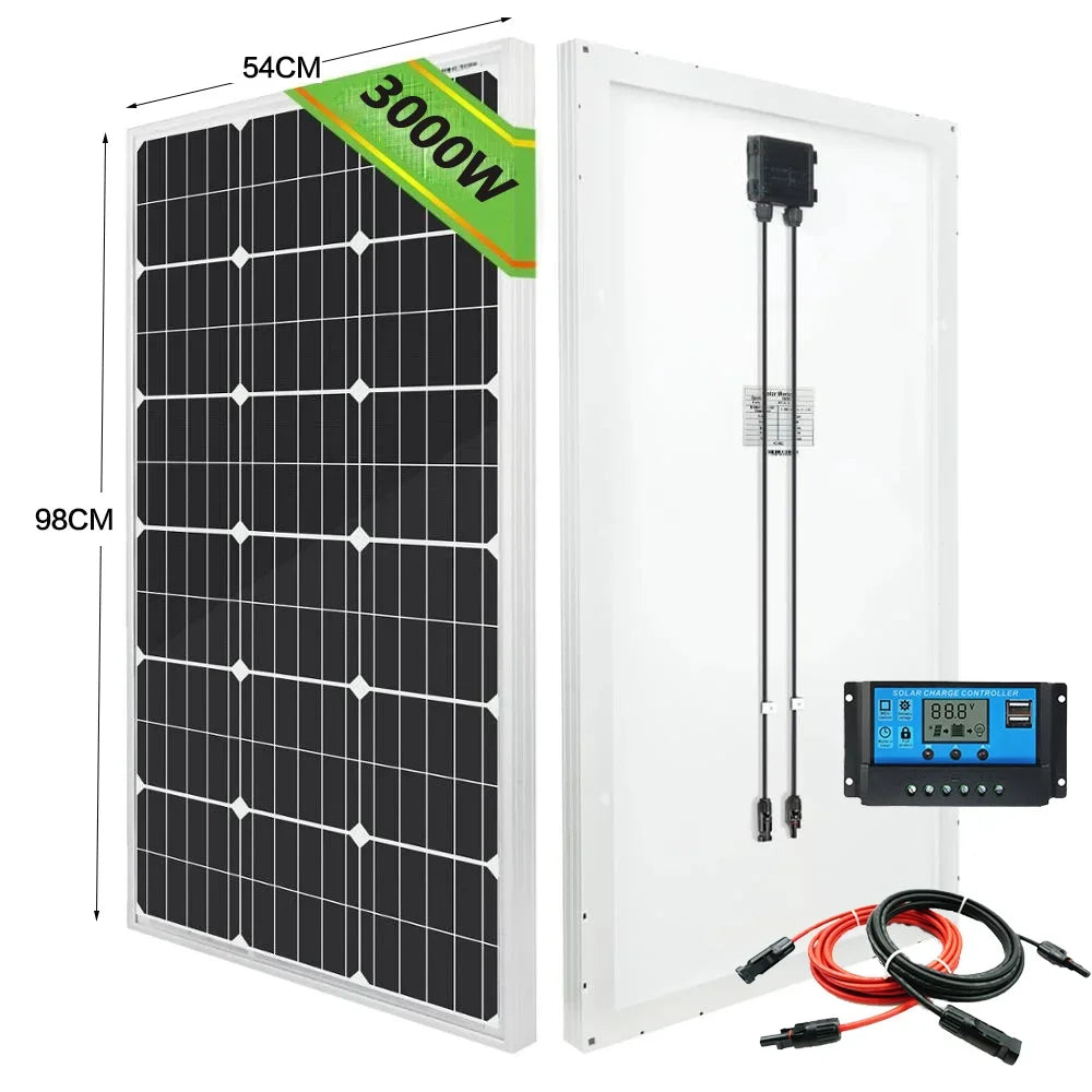 3000W Ultra High Power Solar Panel 12V-24V Efficient Charging Outdoor Household Camping Solar Power Generation System CE FCC