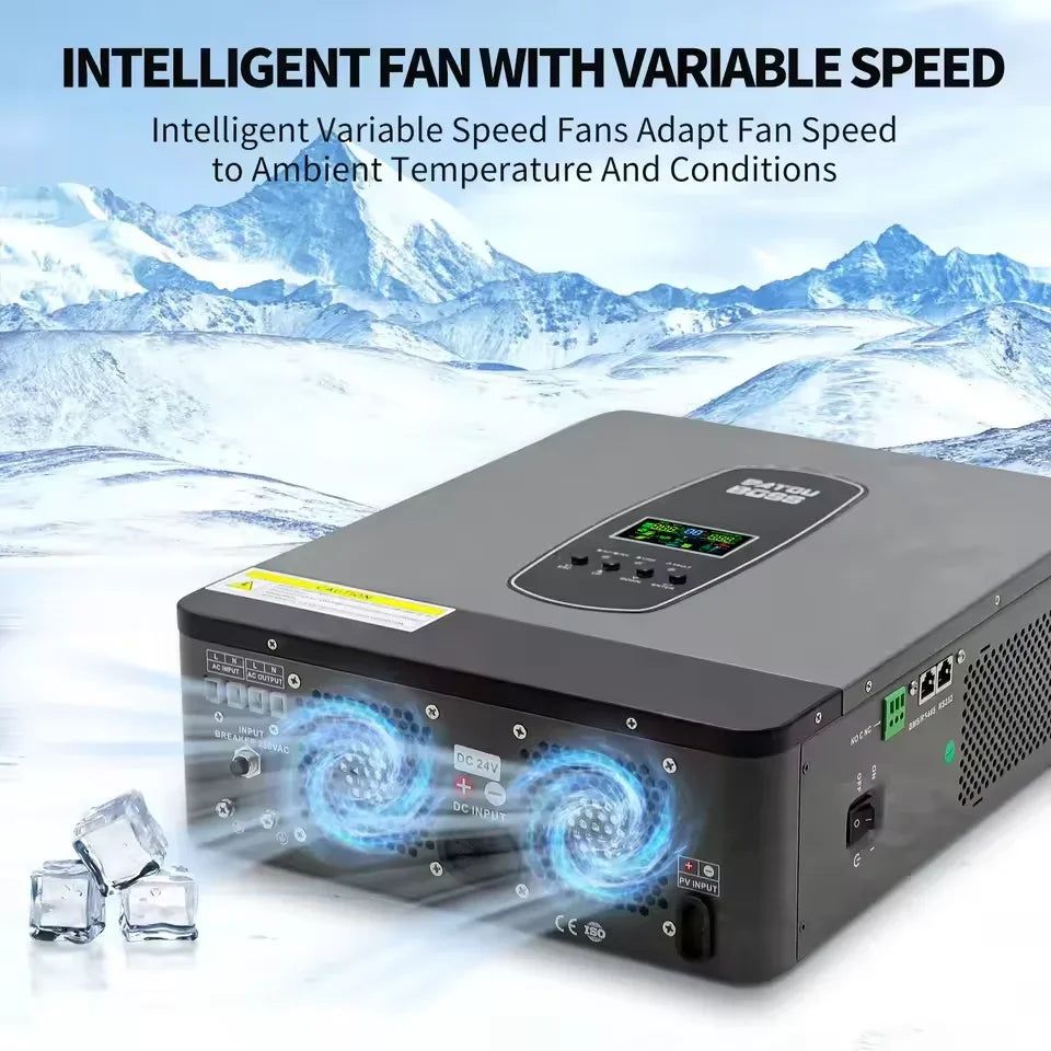 DATOUBOSS Solar Hybrid Inverter 3000W 24v to 220v Pure Sine Converter LCD Display Remote Control MPPT 55-450V DC 50/60Hz Inverte