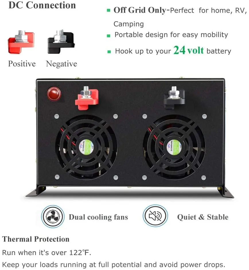 Pure Sine Wave Solar Inverter 12V 220V 10KW Off Grid PV 24V/36V/48V/60V/72V/96V/110V DC to 120V/230V AC Converter Wired Control PRIME RJ SOLAR PH