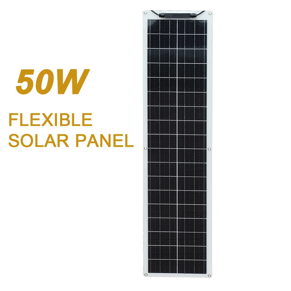 WUZECK Flexible Solar Panel kit 50 Watt  PV Module 100 Watt 12V 24V Solar cable Cell home outdoor Car Boat Battery camping trip PRIME RJ SOLAR PH