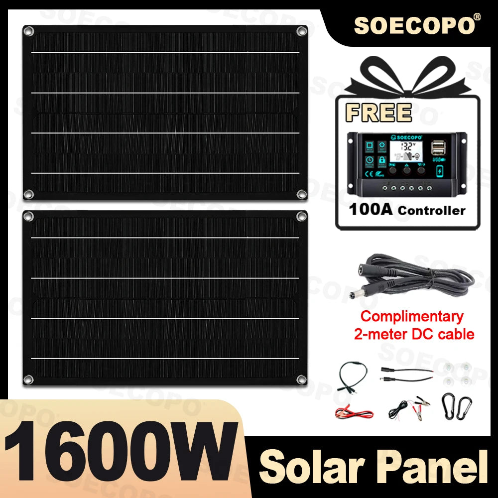 10000W Solar System Complete Kit Dual12V/24V To 110V/220V100A Controller 800W Panel Off-Grid Inverter for Home/Camping Backup