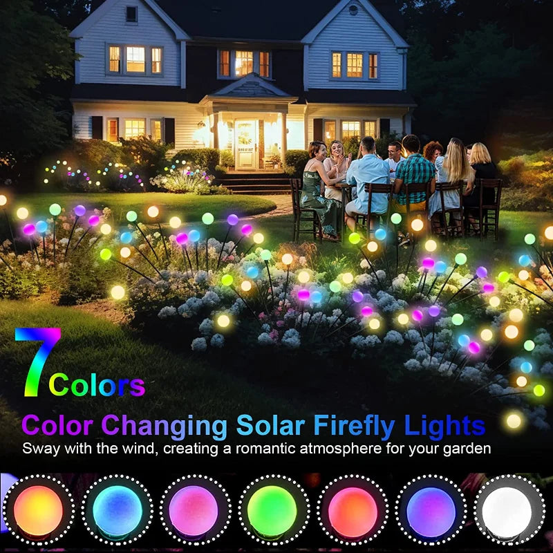 10-Pack Solar Garden Lights 100 LED Firefly Waterproof Solar Powered High Flexibility Swaying Landscape Lawn Light CQC EMC GS RoHS
