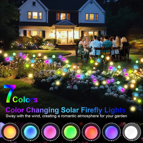 10-Pack Solar Garden Lights 100 LED Firefly Waterproof Solar Powered High Flexibility Swaying Landscape Lawn Light CQC EMC GS RoHS