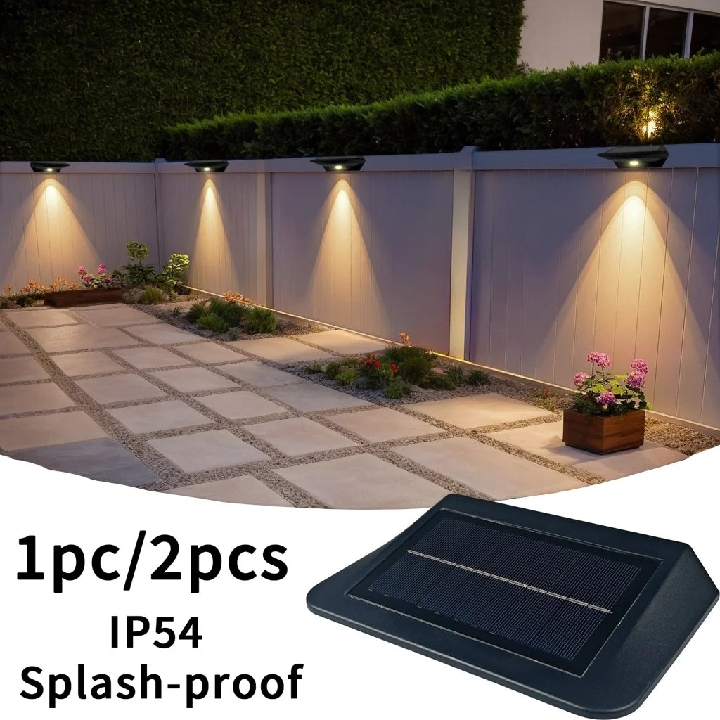 Solar Fence Lights, Radar Sensor Dusk to Dawn Deck Light, IP54 Holiday Decoration Garden Lights for Wall/Yard/Railing/Pathway