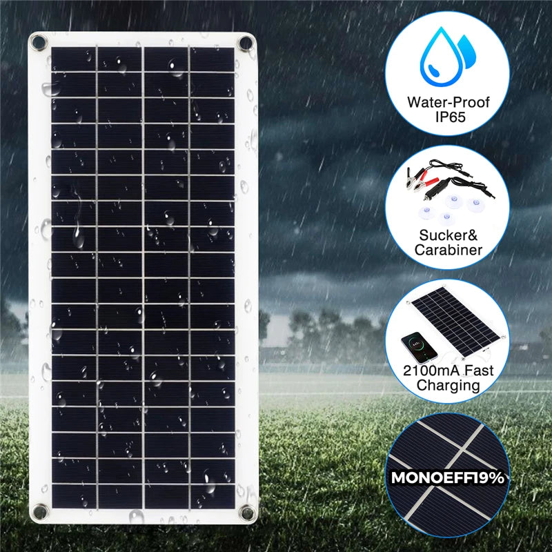 LUXUGLOW 20W-1000W Solar Panel 12V 100A Controller Phone RV Car MP3 PAD Outdoor Battery Camping Charger