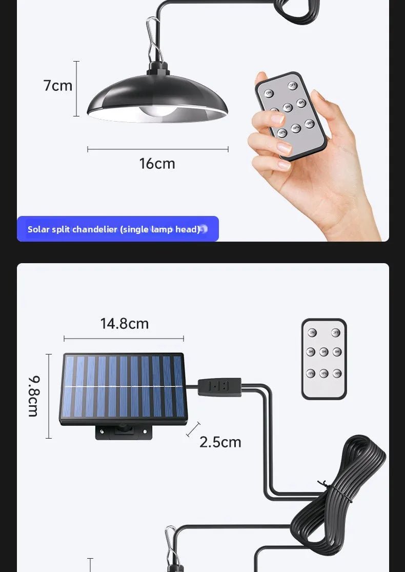 Solar lamp split type solar one tray two super bright pendant light indoor and outdoor remote control light light control waterp