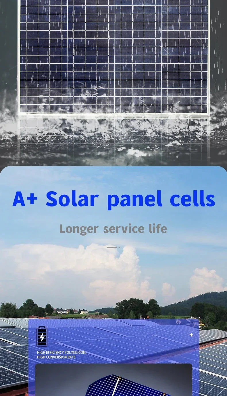 500W Solar Panel Kit with 12V Controller Polycrystalline Silicon Power Supply Portable Outdoor Rechargeable Solar Cell, Househol