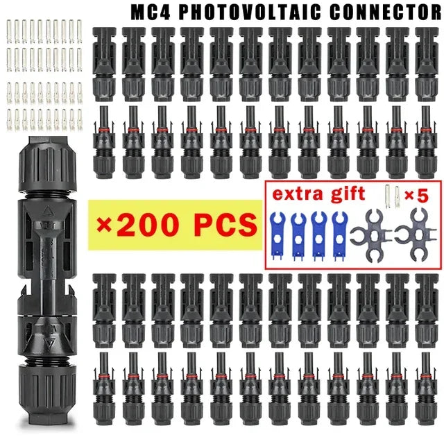 Photovoltaic Solar Connector Kit 1000V 30A 10 20 40 100 200 400 Pcs PV MC Cable 2.5mm2 4mm2 6mm2 Panel Connectors