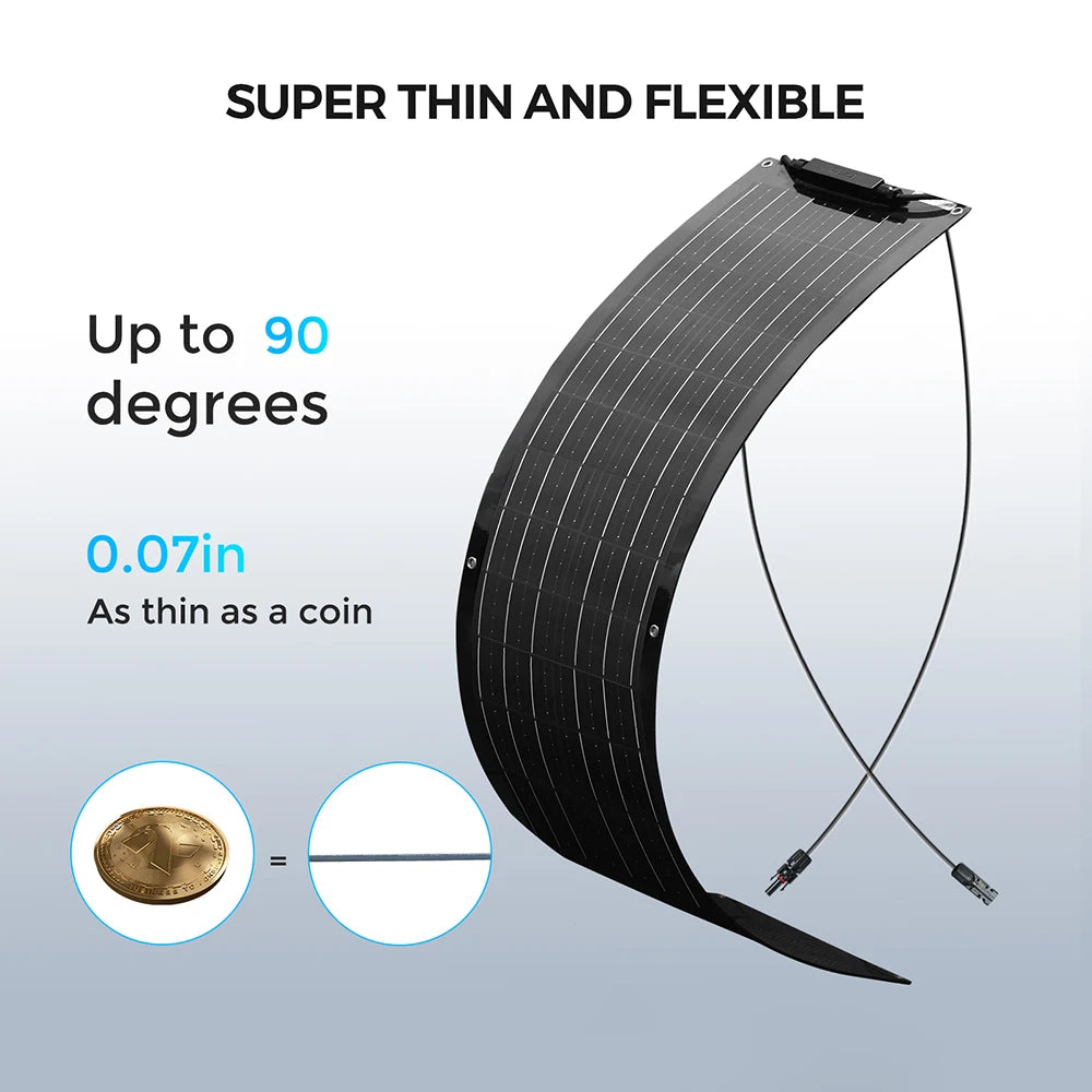 WUZECK Flexible Solar Panel kit 50 Watt  PV Module 100 Watt 12V 24V Solar cable Cell home outdoor Car Boat Battery camping trip PRIME RJ SOLAR PH