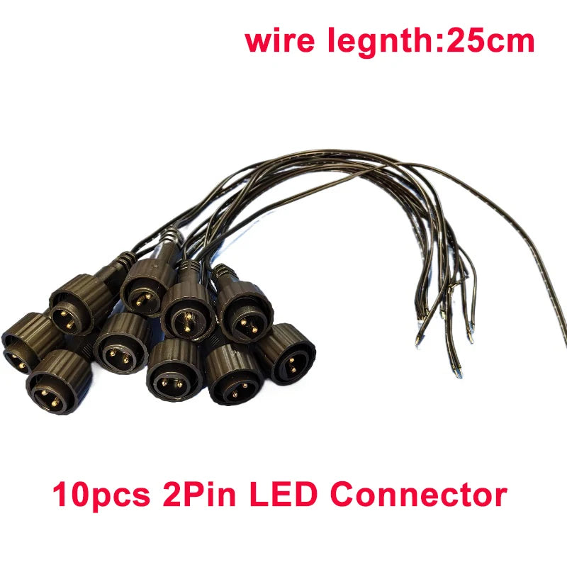 2Pin LED Connector with 25cm Wire for Solar String Lights 1A 0.25 Square IP65 Outdoor Waterproof Extension Cable for Solar Panel PRIME RJ SOLAR PH