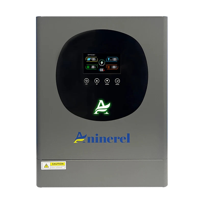 ANINEREL 11kW 6.2kW 48V Hybrid Solar Inverter Dual Output Dual Input Color LCD MPPT 160A 120A PV 500VDC Solar Controller