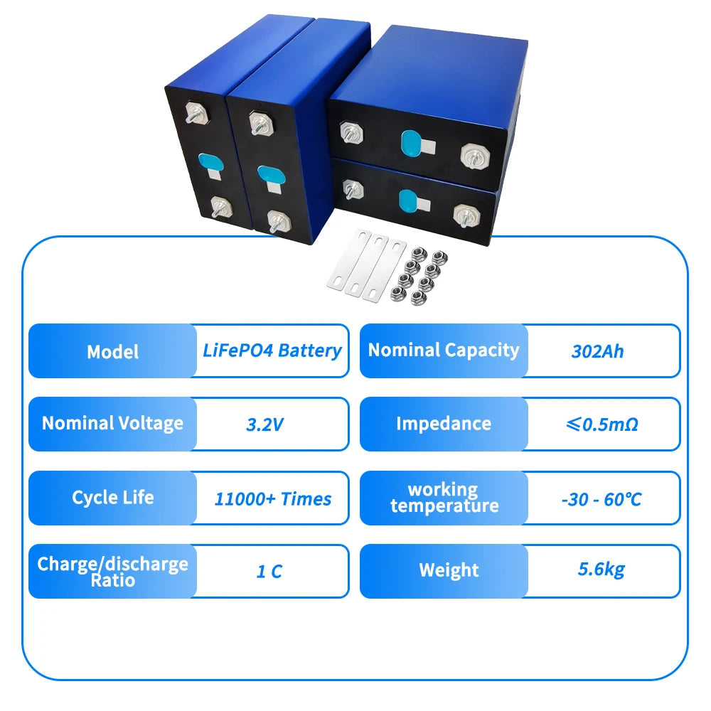 EU STOCK Grade a CATL 3.2V 302Ah 314ah 340Ah Lifepo4 Battery Packs Byd Solar Power From Wistek Power Lifepo4 310ah