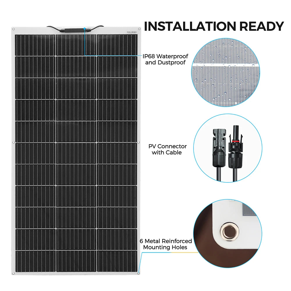WUZECK 120W 240W 1200W 12V Flexible Solar Panel Cell 1-10 Pcs RV Caravan Boat Roof Battery Charging CE FCC RoHS WEEE