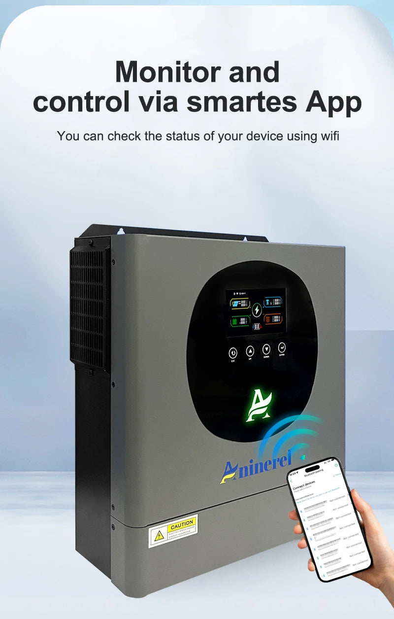 Aninerel 4.2KW Hybrid Solar Inverter 24V Dual Output Color LCD Display Off/On grid Inverter MPPT 100A With WiFi EU Shipping