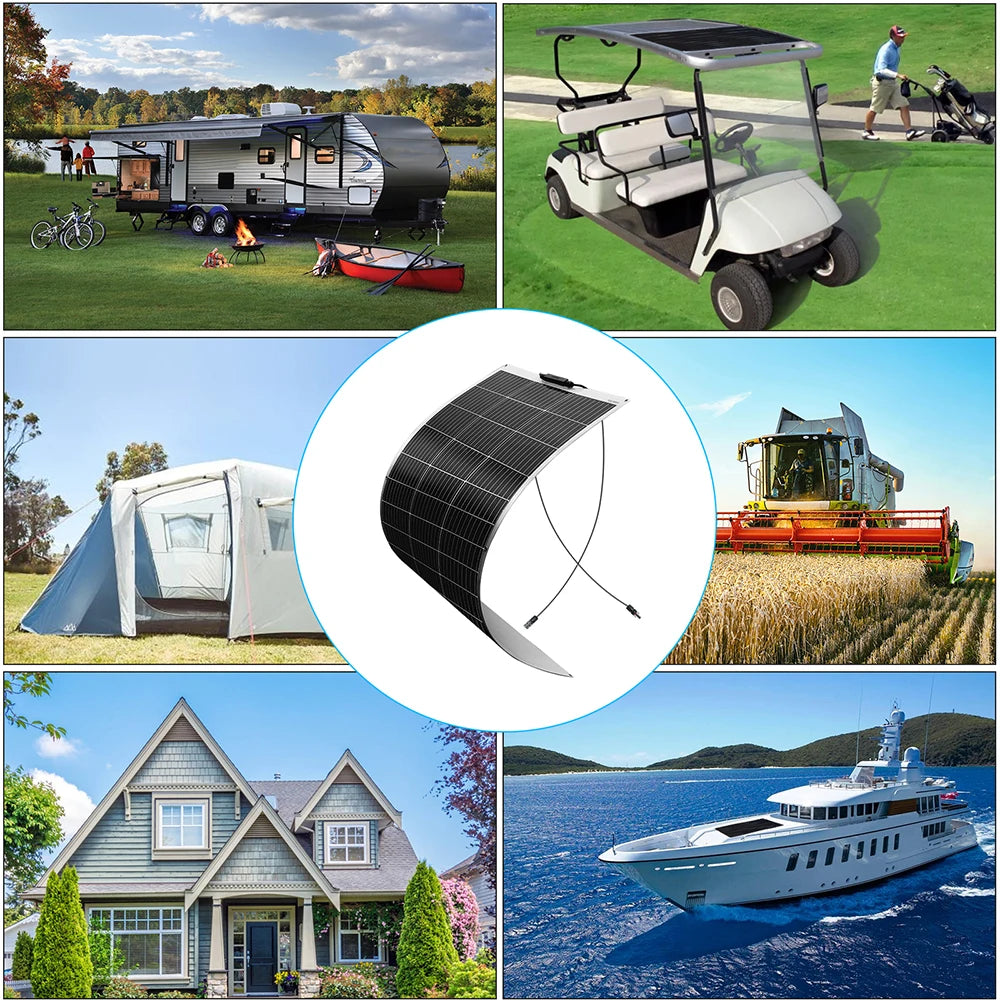 WUZECK 120W 240W 1200W 12V Flexible Solar Panel Cell 1-10 Pcs RV Caravan Boat Roof Battery Charging CE FCC RoHS WEEE
