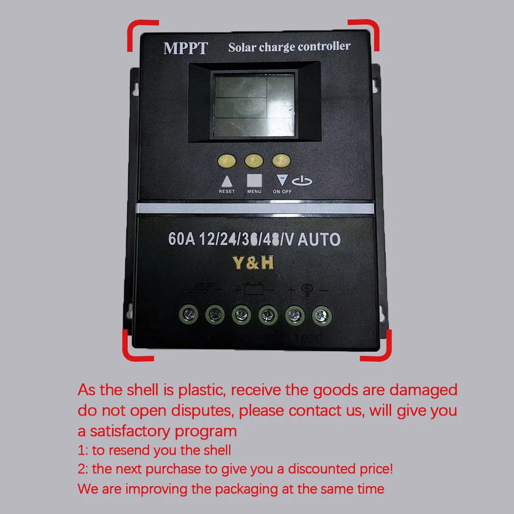 Y&H 60A 80A 100A MPPT Solar Charge Controller 12V 24V 36V 48V Solar Panel Lead Acid Lithium Battery Regulator Dual USB