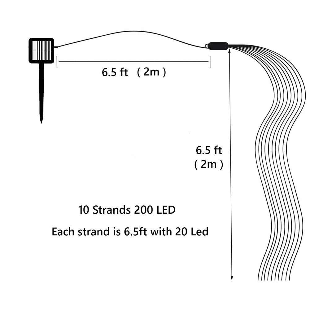 LSDM 200 LED Solar Copper String Light 2M Waterproof Garden Fairy Garland Wedding Party Christmas Tree Home CCC CE RoHS 1-Year Warranty