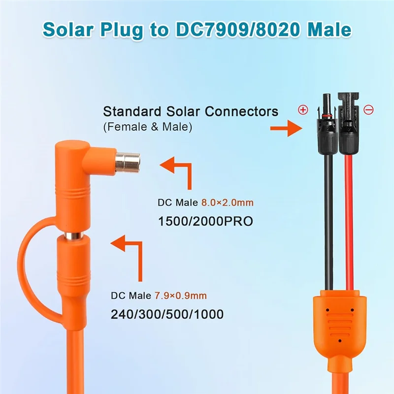 SHGO-Solar Panel Extension Cord, 2M DC 8Mm Adapter Cable With Solar Connector To DC7909/8020 Male Plug, Tinned Copper Wire PRIME RJ SOLAR PH