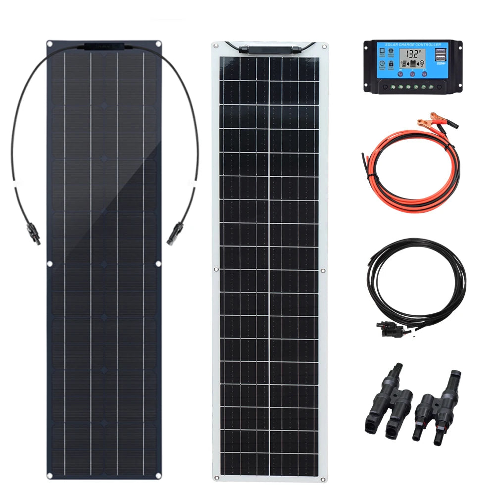 WUZECK Flexible Solar Panel kit 50 Watt  PV Module 100 Watt 12V 24V Solar cable Cell home outdoor Car Boat Battery camping trip PRIME RJ SOLAR PH