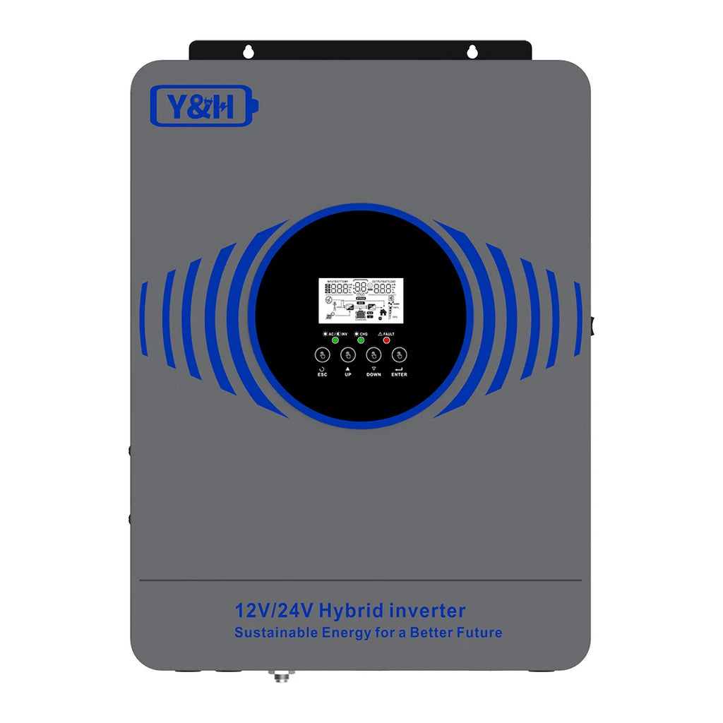 New Y&H 2.3KW 4.2KW Hybrid Solar Inverter 12V 24V to AC220V Off Grid Pure Sine Inverter Dual Output with MPPT 100A Solar Charger PRIME RJ SOLAR PH