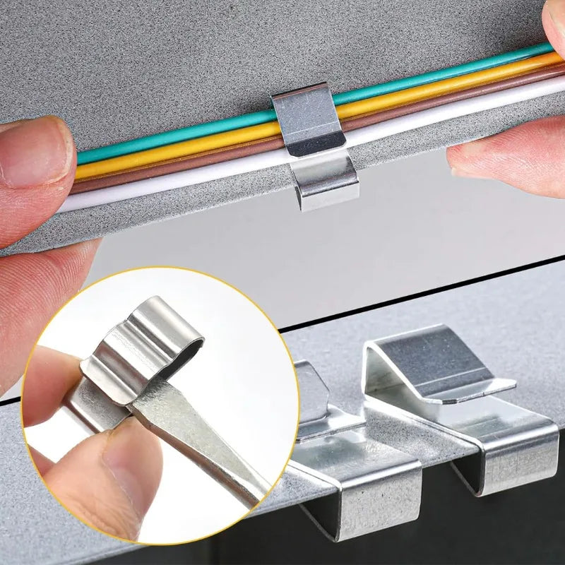100/10Pcs Double-Wire Clip Stainless Steel Photovoltaic Wire Solar Panel Cable Clips Installation Fixing Clamp Wire Fastener PRIME RJ SOLAR PH