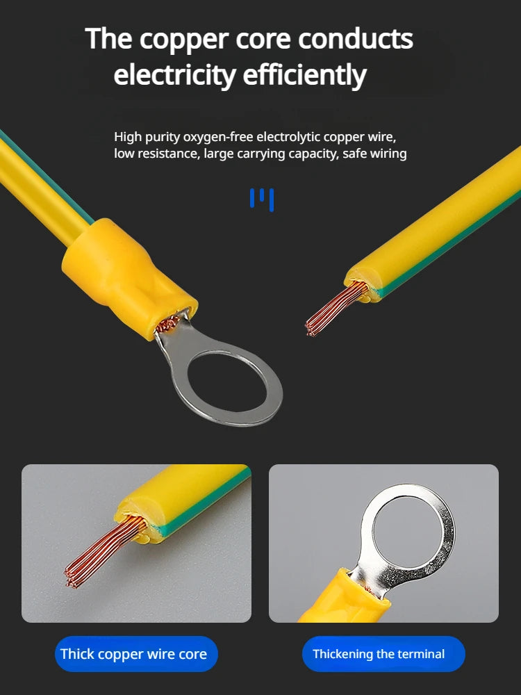 100pcs Copper bridge jumper yellow and green two-color ground wire solar photovoltaic panel ground wire 2.5/4/6 square PRIME RJ SOLAR PH