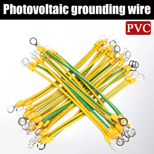 10pcs Solar Photovoltaic Grounding Wire with Terminals 10/12/14AWG BVR Solar Earth Wire Yellow-Green Flexible Copper Earth Cable PRIME RJ SOLAR PH
