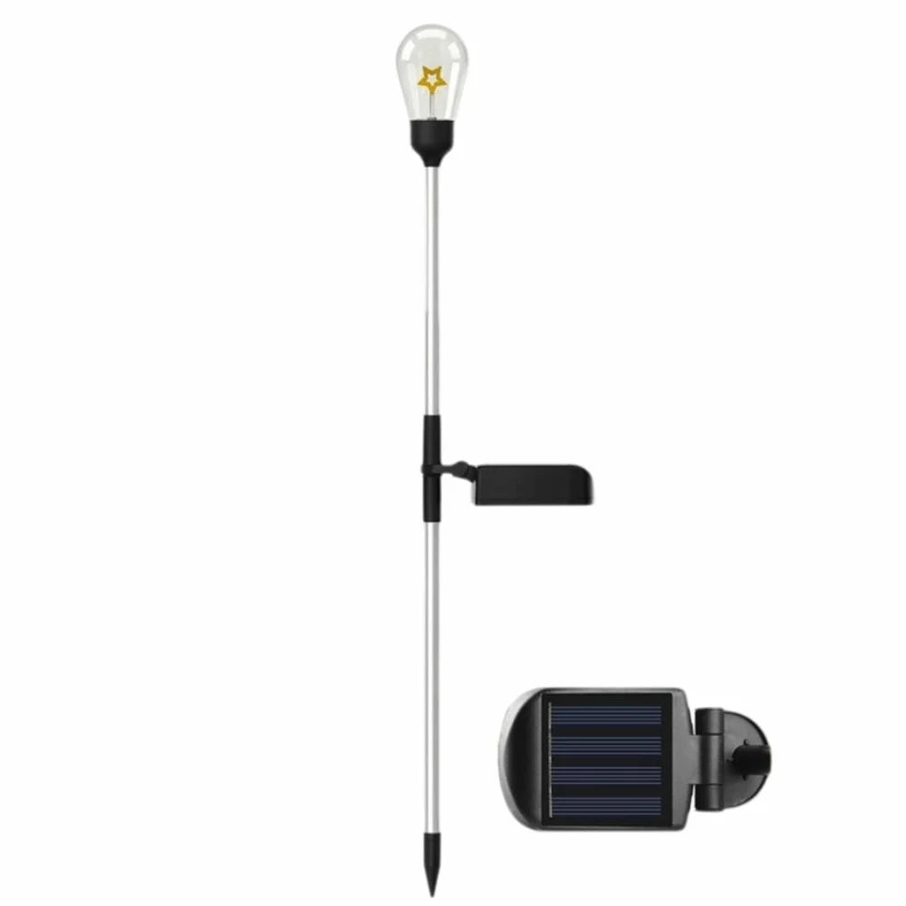 Solar Pathway Stake Light IP65 Waterproof 3000K Tungsten Filament Outdoor Garden Landscape Light