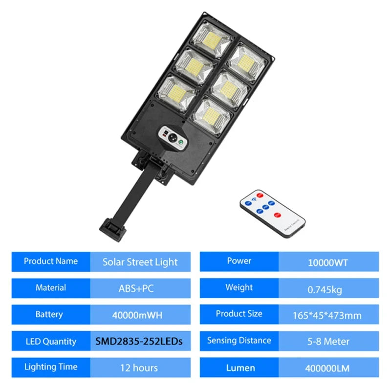 GOBORTONE YX123TB Solar Street Light 5000000LM IP67 Waterproof LED Garden Plaza Yard CCC CQC EMC FCC GS LVD SAA UL VDE RoHS 3-Year Warranty