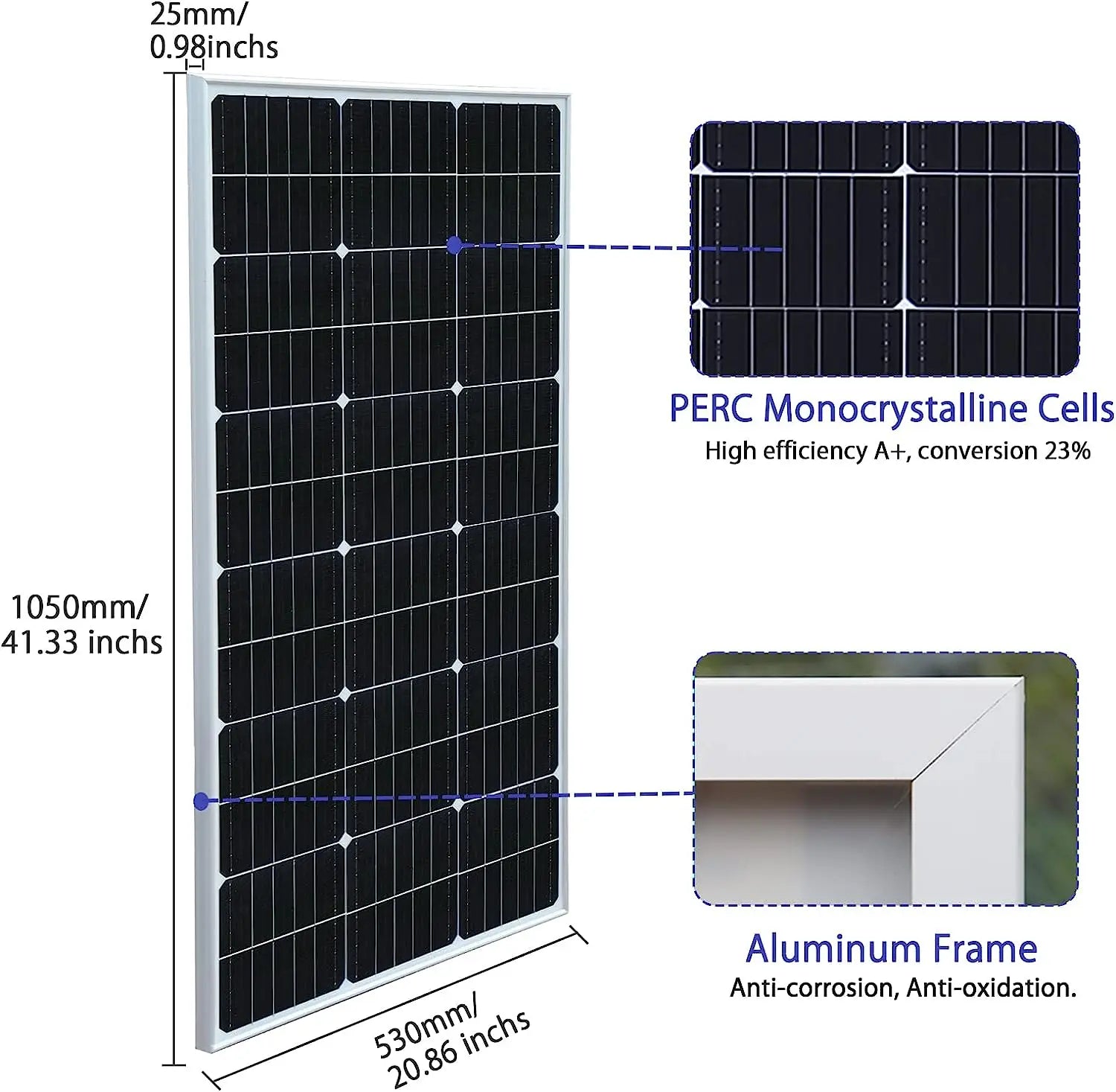 WUZECK 100W 200W Glass Solar Panel 18V PV Module Photovoltaic Cell 12V 24V Battery Car Boat RV Home CE FCC RoHS WEEE
