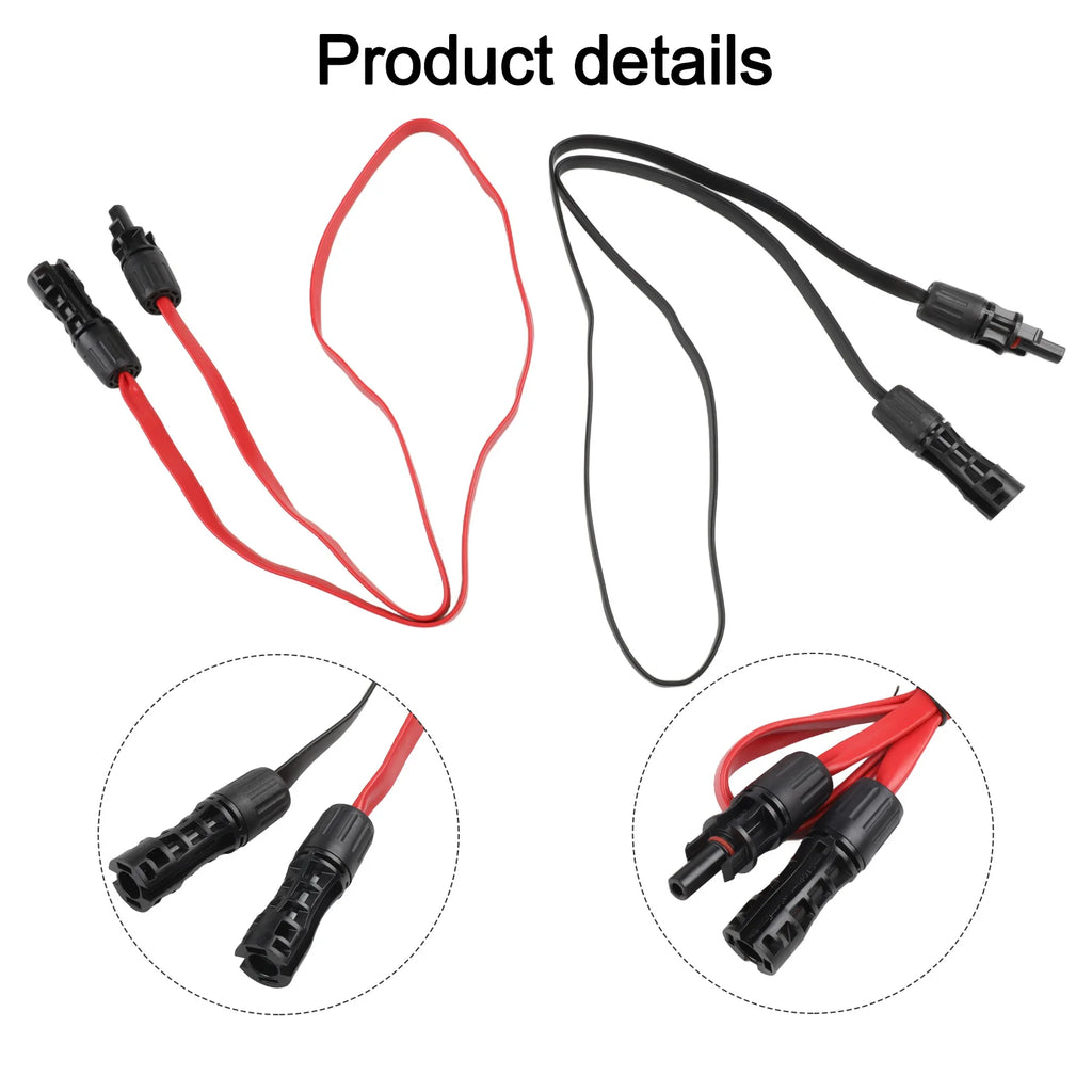 2-Piece Solar Extension Cable 1M 4mm2 1500V 50A PV Solar Photovoltaic Wire Flexible Flat Solar Cable with Connector