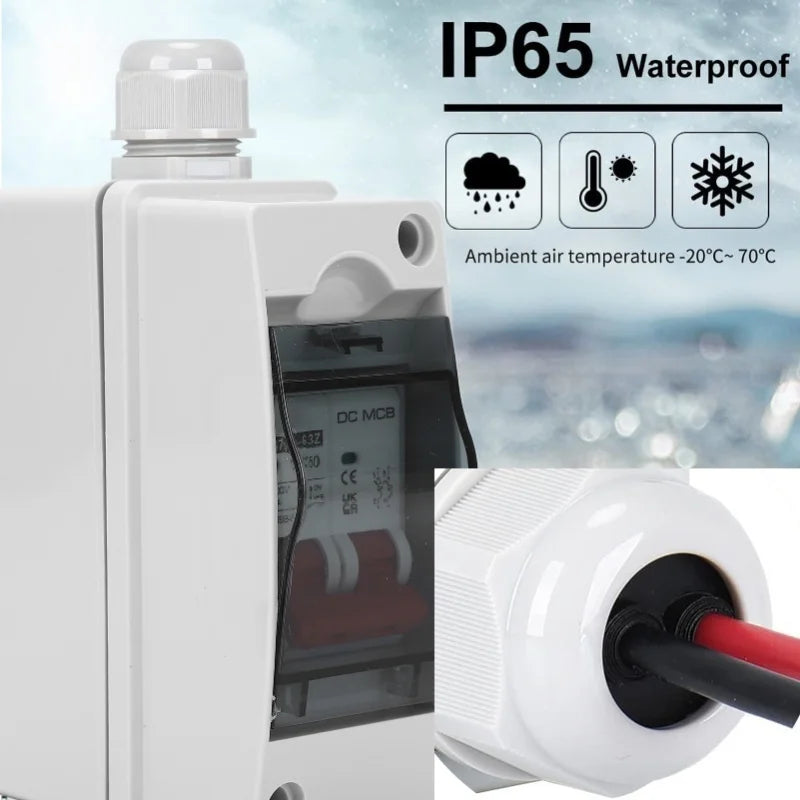 DC Circuit Breaker 2P 50A Miniature Isolator Switch IP65 Waterproof Solar PV Circuit Breaker 1000V