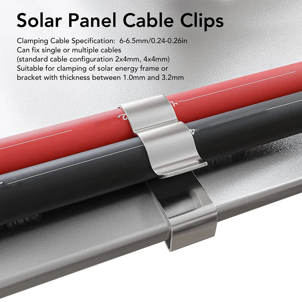 10/30/100 PCS 304 Stainless Steel Solar PV Cable Clips/Clamp For PV Solar Cable Wire Installation In Photovoltaic System PRIME RJ SOLAR PH