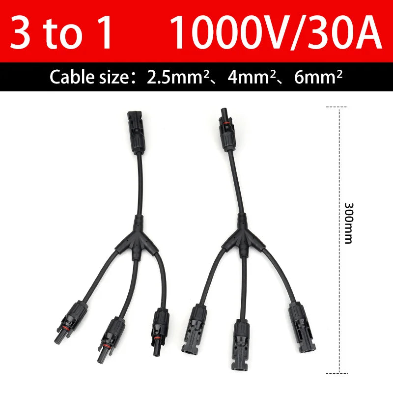 MC4 2Y 3Y 4Y IP68 PV Y Branch Parallel Connector 1000V 30A Male Female Waterproof Solar Panel 2.5-6mm2 Photovoltaic CE