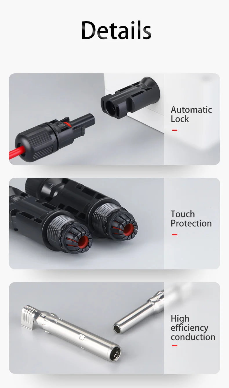 Solar Connectors Waterproof IP68 Solar Panel 1500V 30A/50A PV Plug Cable Male Female Photovoltaic Systems 2.5/4/6mm2 Cable Plug PRIME RJ SOLAR PH