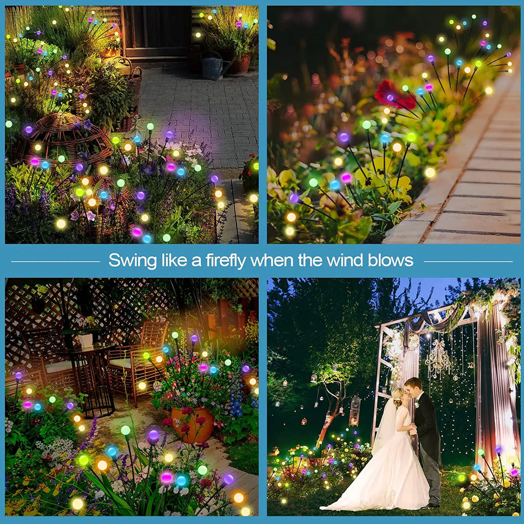 10-Pack Solar Garden Lights 100 LED Firefly Waterproof Solar Powered High Flexibility Swaying Landscape Lawn Light CQC EMC GS RoHS
