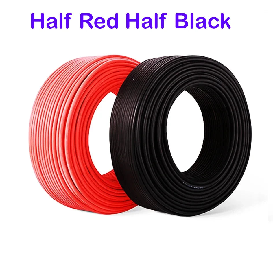 Solar PV Cable Wire 6AWG 8AWG 10AWG 12AWG 4mm2 6mm2 10mm2 16mm2 Tinned Copper Solar Panel Power Cable 30m 50m 100m Solar Wire