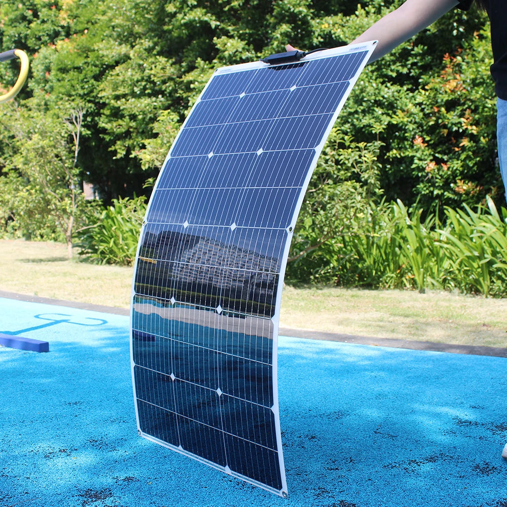 ASUNERGY RGN33-100A 100W 200W 300W 400W Flexible Waterproof Monocrystalline Solar Panel Kit 12V Camping Home Car Off-Grid System CE RoHS