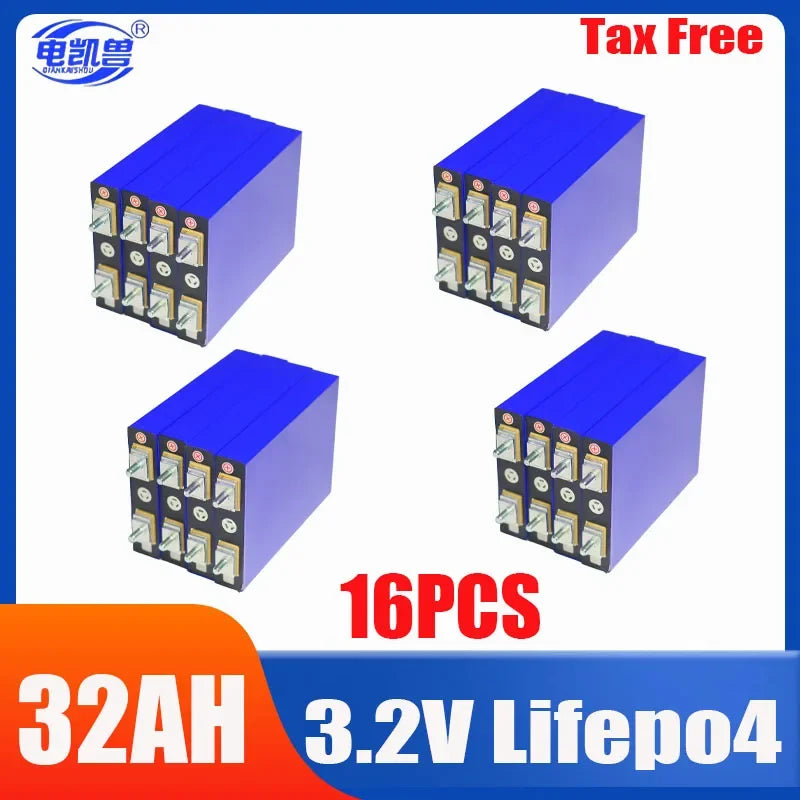 16pcs 3.2V 360Ah 340Ah 105Ah 100Ah Lifepo4 Battery Lithium Iron Phosphate Cell For 12v 24v RV Campers Golf Cart Battery Tax Free