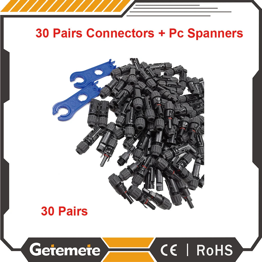 30 Pairs Solar Connector 1000V Solar Plug 30A for PV Cable Connection UV Resistant IP67 Male Female Connector PRIME RJ SOLAR PH