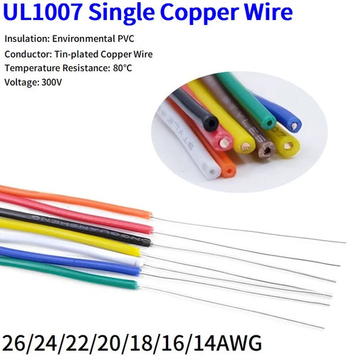 2/10M Solid Copper Wire Single Core 26 24 22 20 18 16 14 AWG PVC Insulation Tinned Plating Wires Equipment Electric Cable PRIME RJ SOLAR PH