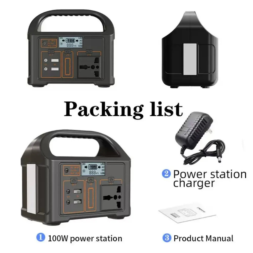 SMARTOOOLSDC 100W 24000mAh Portable Power Station 76.8Wh LiFePO4 Battery 110V 220V Output LED Solar Generator Energy Storage