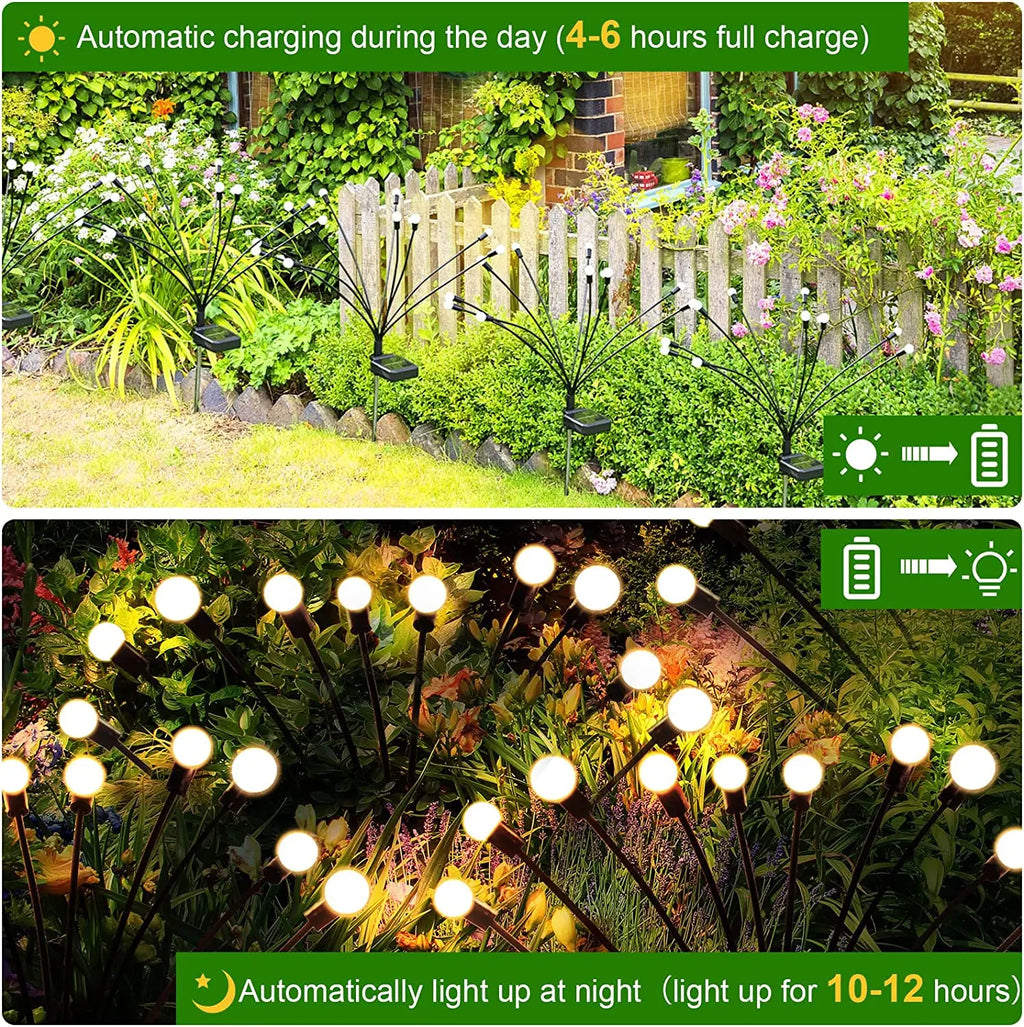 10-Pack Solar Garden Lights 100 LED Firefly Waterproof Solar Powered High Flexibility Swaying Landscape Lawn Light CQC EMC GS RoHS