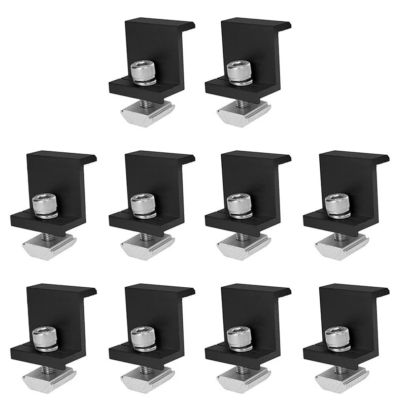 10pcs Solar Panel Mounting Fixing Clamp Adjustable Bracket End & Mid Clamp PV Panel Clip For Solar Panel PV Install Accessories PRIME RJ SOLAR PH