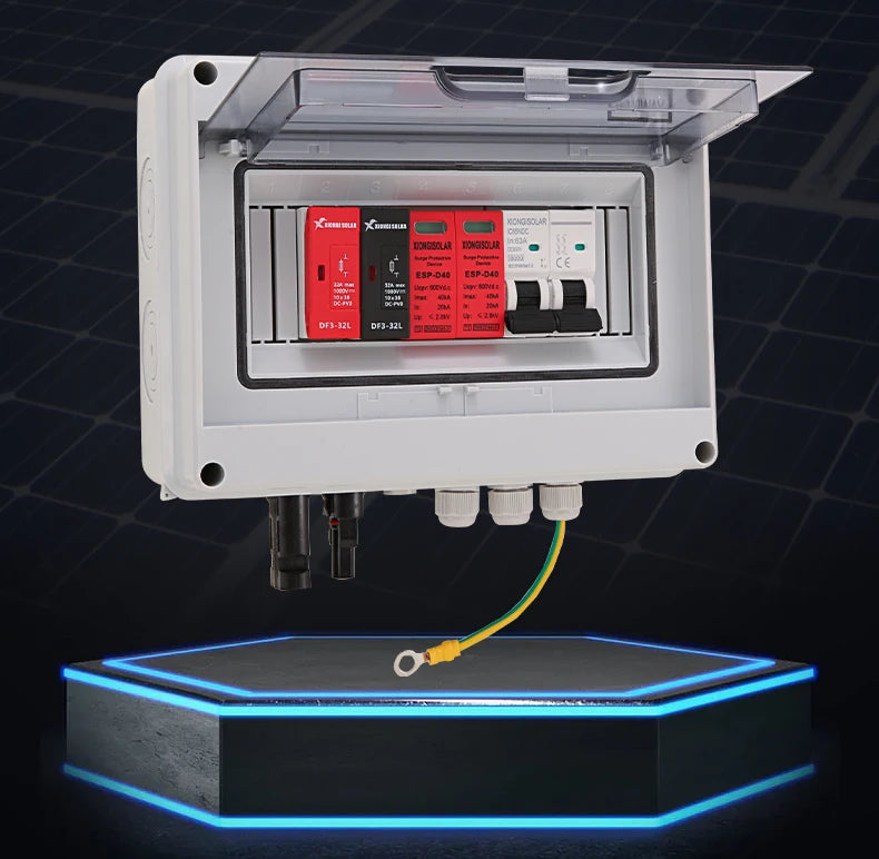 Solar photovoltaic PV Combiner Box With Lightning Protection 1 in 1 out DC 600V Fuse IP65 MCB SPD DB for Solar Panel  Box