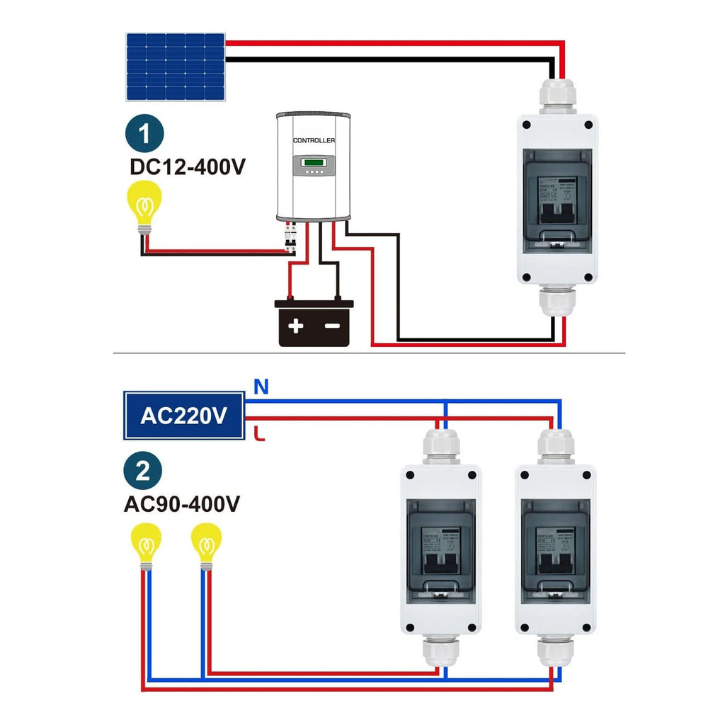 2P Circuit Breaker DC Circuit Breaker DC Circuit Breaker IP65 Waterproof DC Disconnect Switch for Solar PV System 2P 1000V