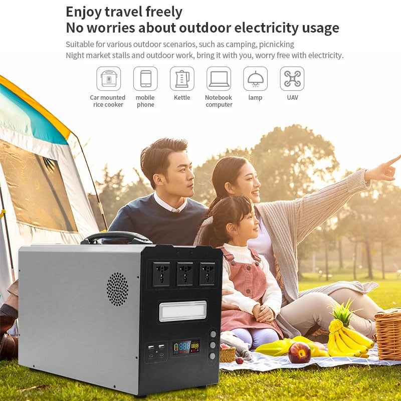 1000W/1500W/2000W/3000W/ Portable Power Station, Pure Sine Wave MPPT Solar Generator with Solar Panel for RV Camping Off Grid