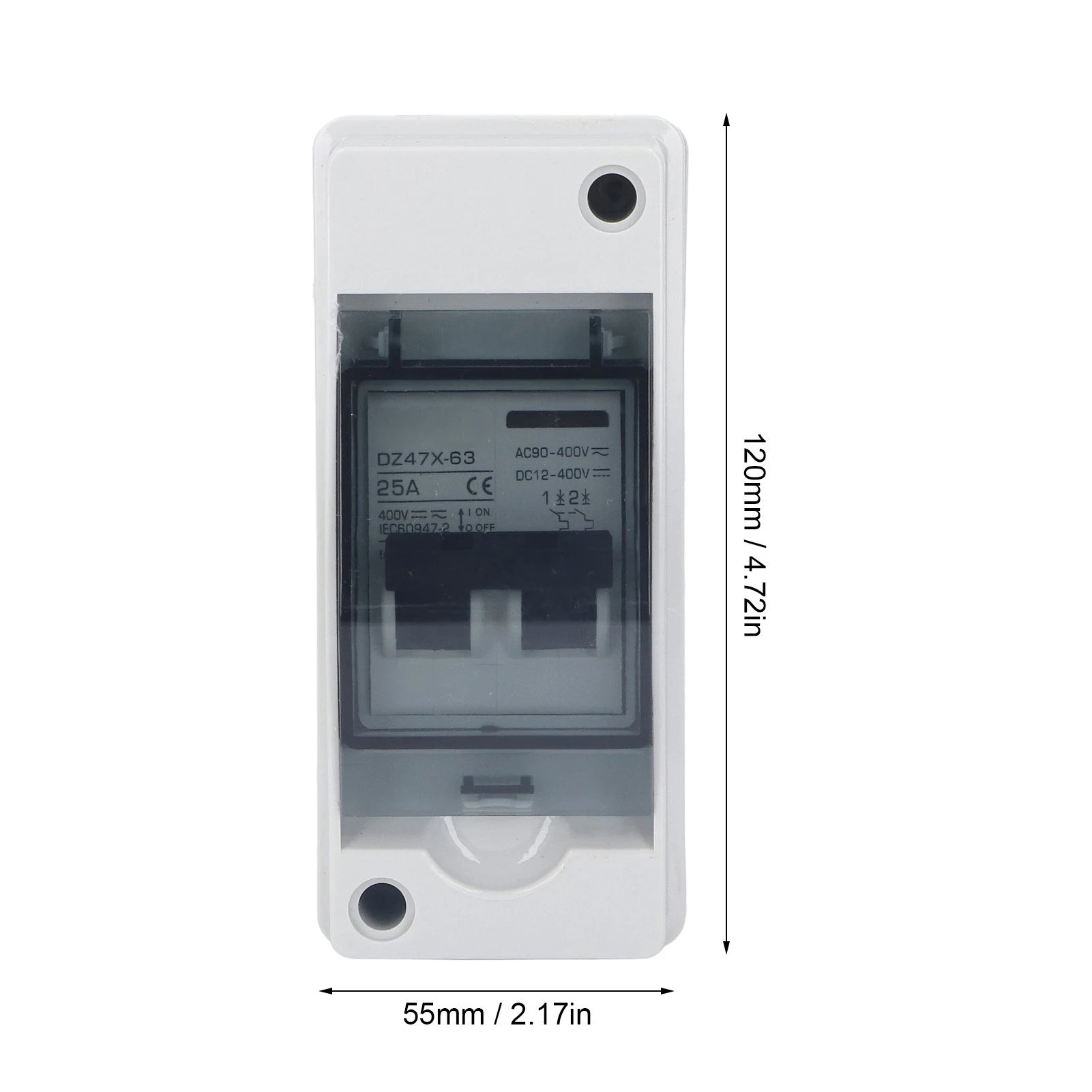 DC Miniature Circuit Breaker 2P 25A DC12V‑400V AC90‑400V Disconnecting Switch IP65 Waterproof for Solar PV System